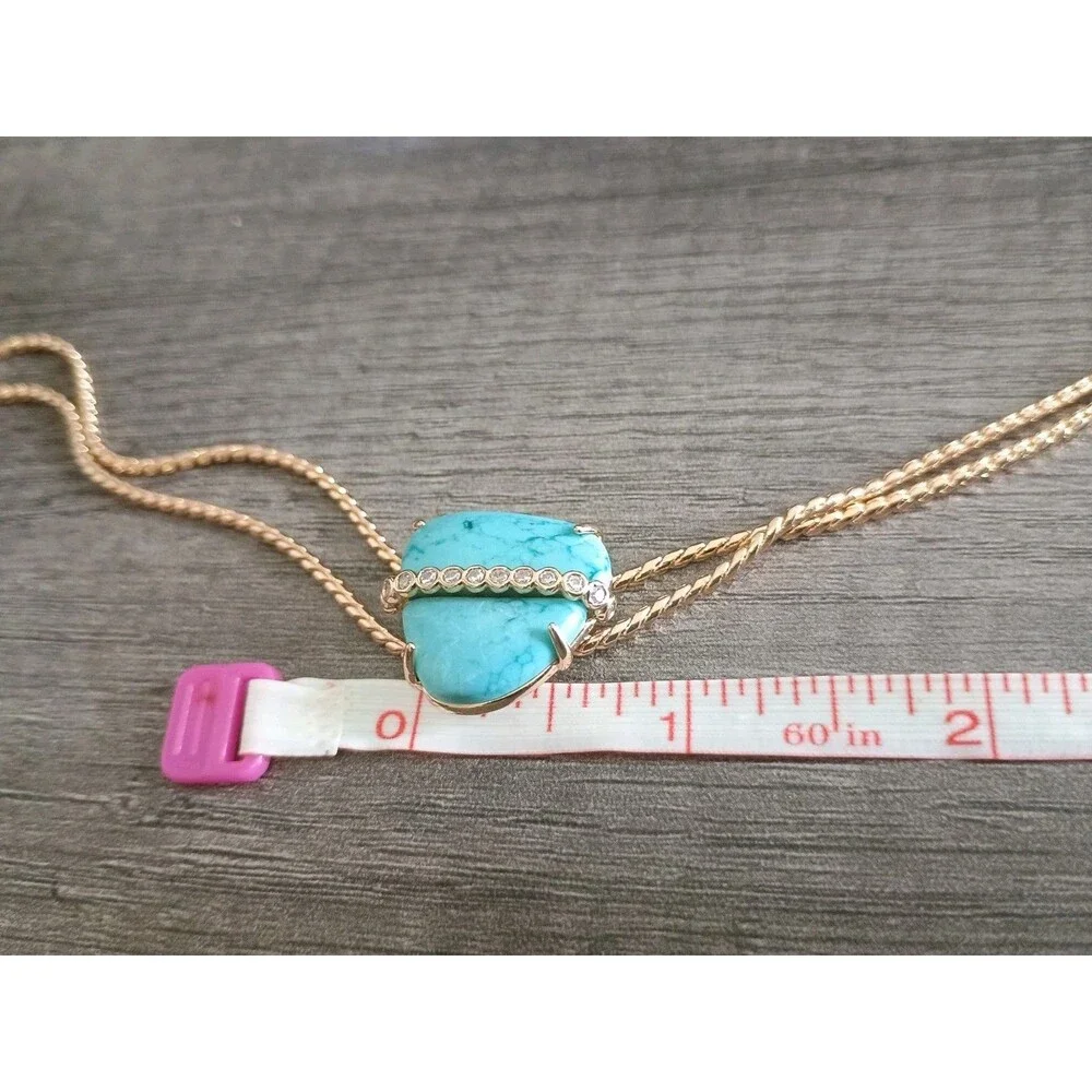 Ettika Turquoise Solstice Bolo 18k Gold Plated Rhinestone Necklace New No Tags